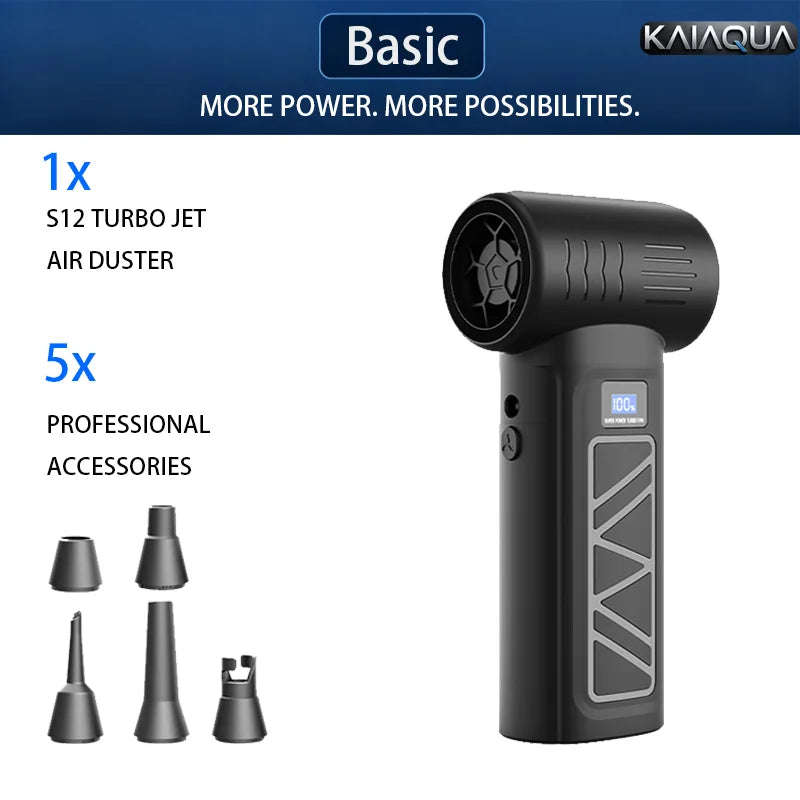 KaiAqua New S12 Turbo Jet Fan 150000RPM Wireless Air Duster Portable Blower Speed Powerful Fan For Car Cleaning Keyboard Duster