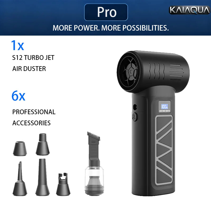 KaiAqua New S12 Turbo Jet Fan 150000RPM Wireless Air Duster Portable Blower Speed Powerful Fan For Car Cleaning Keyboard Duster